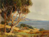 Evylena Nunn Miller, Tree and sea, oil on canvas affixed to board