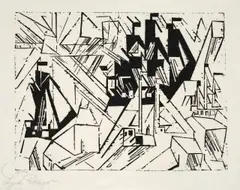 Marine by Lyonel Feininger, 1918, Holzschnitt auf Japan, sold Nov 2010
