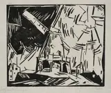 Lyonel Feininger, Windmühle, 1919, Holzschnitt auf grauem Chinabütten