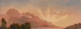 Französisch, um 1800, Sonnenuntergang, Ölstudie auf Papier auf Pappe