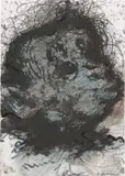 Arnulf Rainer, Ohne Titel, aus der Serie „Gesichter mit Goya, 1983, Pastellkreide, Tusche und Aquarell auf Fotografie