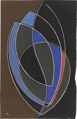 Adolf Fleischmann, Ohne Titel, 1947, Gouache auf schwarzem Bütten