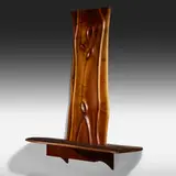 Phillip Lloyd Powell, Wall-mounted vanity, 1968, carved and sculpted walnut