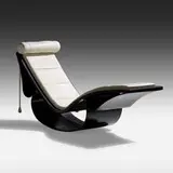 Rio chaise longue by Oscar and Anna Maria Niemeyer, c. 1978, lacquered wood, leather, brass, sold Jan 2021