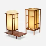 James Martin, Table lamps, set of two, cherry, walnut, fiberglass