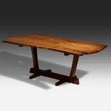 George Nakashima, Exceptional Conoid dining table, 1968, American black walnut, rosewood