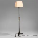 attribution Atelier Marolles, Floor lamp, c. 1965, iron, brass, woven wool