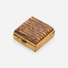 Lidded box by Line Vautrin, c. 1960, Talosel resin, mirrored glass, brass, sold Dec 2024