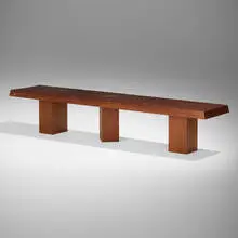 Minjae Kim, Scalloped bench, 2022, sapele, walnut