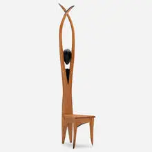 Wayne Pelham, Dancer IV figural chair, 1992, elm, lacquered wood