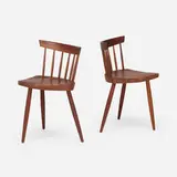Mira chairs, pair by George Nakashima, 1963, American black walnut, sold Dec 2024