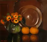 A still life with flowers and oranges by Italian School, oil on canvas, sold Sep 2016