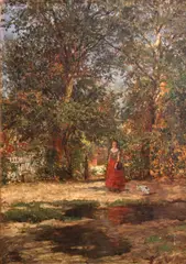 The afternoon stroll by Wilhelm Amberg, oil on canvas, sold Sep 2016