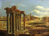 A view of the Forum, Rome by Italian School, oil on canvas, sold Sep 2016