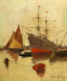French School, A harbour scene; also a companion marine painting (a pair)