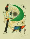 Pl. 7, from Joan Miró Lithographs I (M. 861; C. bk. 160) by Joan Miró, 1972, Color lithograph on Arches paper, sold Sep 2016