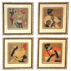A group of four framed color prints of Figures in Asian Costume, by Dan Sayre Groesbeck, sold Sep 2016