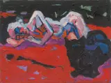 Annette Schröter, Liegendes Mädchen, 1989, Öl auf Leinwand
