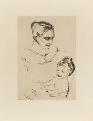 Edvard Munch, Mutterglück“. 1902-03/1906, Kaltnadel auf gelblichem Japanbütten