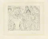 Pablo Picasso, Le buste de peintre mort est couronné par l‘academie: La veuve se moque, 1968, Radierung auf Rives-Velin