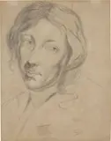 Philipp Otto Runge, Apostel Simon. Nach van Dyck, Um 1798, Kohle auf Bütten (Wasserzeichen: J.G. HÖRNIG PRO PATRIA ACADEMIE GREIFSWALD)