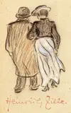 Paar von hinten by Heinrich Zille, Schwarze und farbige Kreiden auf Packpapier, sold Dec 2007