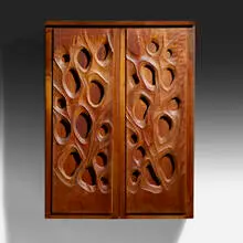 James Martin, Wall-hanging cabinet, American black walnut, mirrored glass