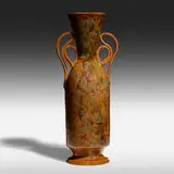 Exceptional and Tall vase by George E. Ohr, 1895-96, glazed earthenware, sold Jan 2021