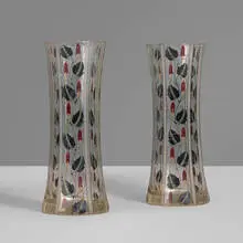 Wiener Werkstätte, Vases, pair, c. 1910, hand-painted crystal