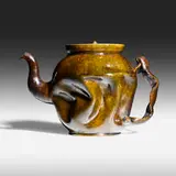 Teapot by George E. Ohr, 1897-1900, glazed earthenware, sold Jan 2021