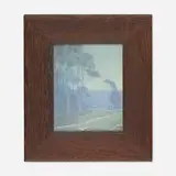 Pastoral plaque by Charles Jasper McLaughlin for Rookwood Pottery, 1919, glazed earthenware, original frame, sold Jan 2021