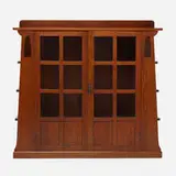 Limbert, Double-door bookcase, model 356, c. 1910, oak, glass, brass