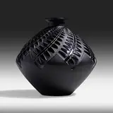 Montargis vase by René Lalique, 1929, frosted and polished black glass with patina, sold Jan 2021