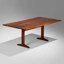 Drop-leaf Trestle dining table by George Nakashima, 1963, American black walnut, sold Dec 2024