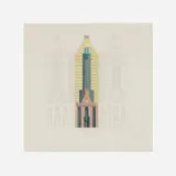 Michael Graves, Republic Bank Building and Texas Theatre, San Antonio elevation study, 1982, ink and colored pencil on tracing paper