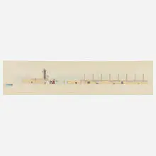 Arata Isozaki, KitaKyushu International Conference Center elevation study, 1988, ink on tissue paper