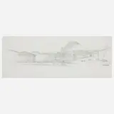 Norman Foster, Carré d’Art in Nîmes design study, 1985, print with hand-coloring on paper