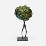 James Bearden, Neuron (Hinged Door Capsule), 2019, plasma-cut steel, bronze, iridescent dye