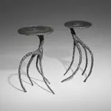 James Bearden, Medusa occasional tables, set of two, 2024, plasma-carved steel with metallic wash