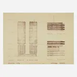 Bertrand Goldberg, Marina City, Chicago south elevation, c. 1962, presentation lineprint