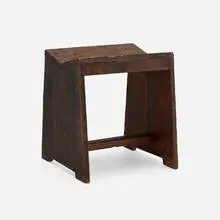 Sewing stool from Chandigarh by Pierre Jeanneret, c. 1955-56, teak, sold Dec 2024