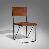 Chair from Chandigarh by Pierre Jeanneret, c. 1953-54, teak, painted steel, sold Dec 2024