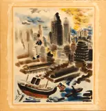New York Harbor by George Grosz, 1834, Color collotype on wove paper, sold Sep 2016