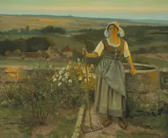 The gleaner by Jean Beauduin, oil on canvas, offered Aug 2016