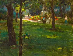 Henry Salem Hubbell, Luxembourg Garden, Paris, France, oil on panel