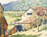 Walter Farndon, Landscape, watercolor and pencil on paper