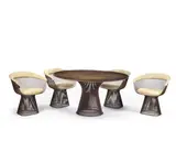 Warren Platner, Rosewood-topped table, glass top and four chairs