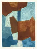 Serge Poliakoff, Composition bleue et rouge, 1965, Farbaquatinta auf Rives-Velin