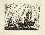 Lyonel Feininger, Hansaflotte, 1918, Holzschnitt auf Japanbütten