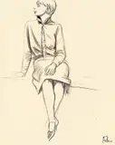 Karl Hubbuch, Modell in braunem Kleid